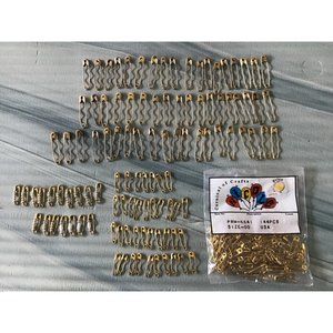 Lot of Vintage Gold Tone Safety Pins Some with Beads, 1.25”. + 5/8” L New
